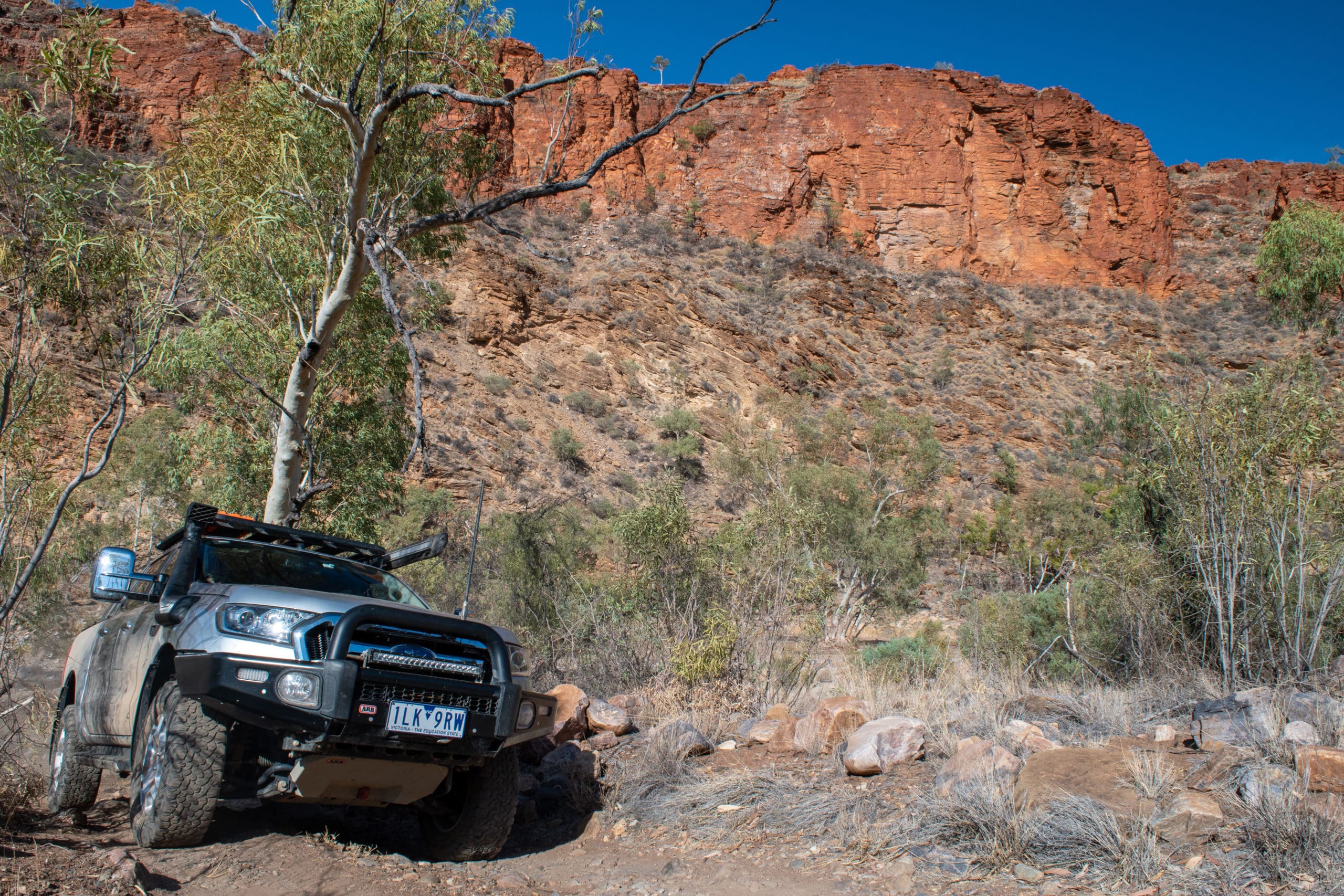 Ford Ranger four wheel driving in East MacDonnell Ranges, Northern Territory